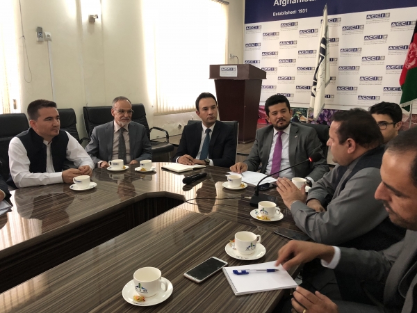 Afghan Ambassador Wahidullah Waissi is meeting saffron and dry fruits traders in Kabul organised by the Afghan Chamber of Commerce and Industry 