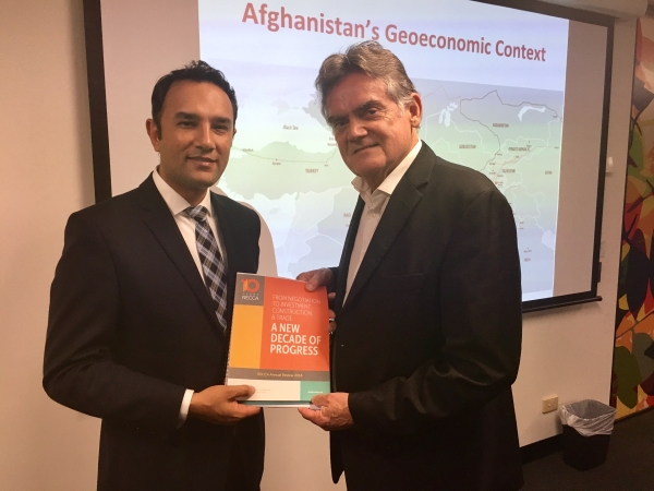 AIIA QLD President Geoffrey Ewing with His Excellency Mr Wahidullah Waissi, Ambassador of Afghanistan